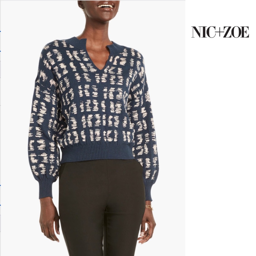 NIC + ZOE Crisp Morning Split Jacquard Sweater